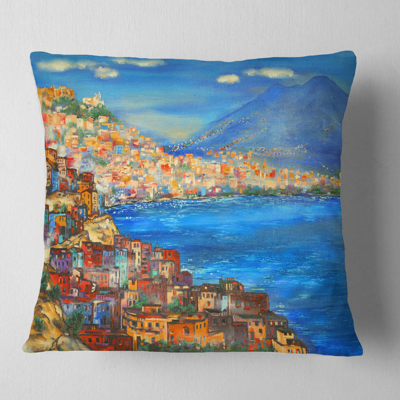 Oreiller Seascape Naples Today, 18 po x 18 po, Carré