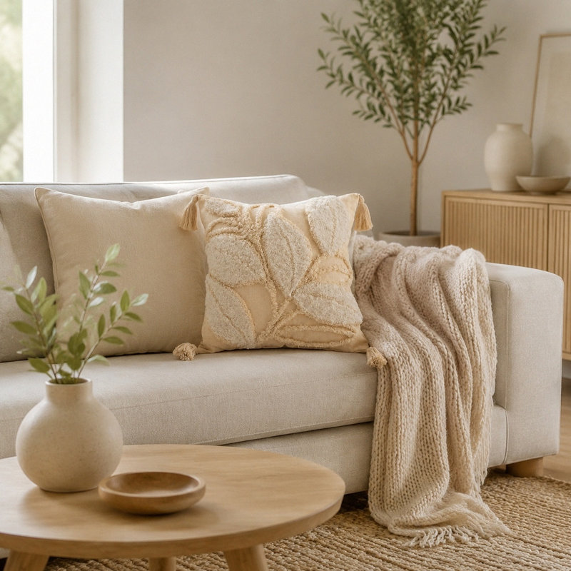 Housses de coussin Boho, Beige