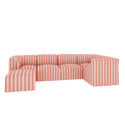 Praia Essie 124" Sunbrella Outdoor Sofa With Ottoman