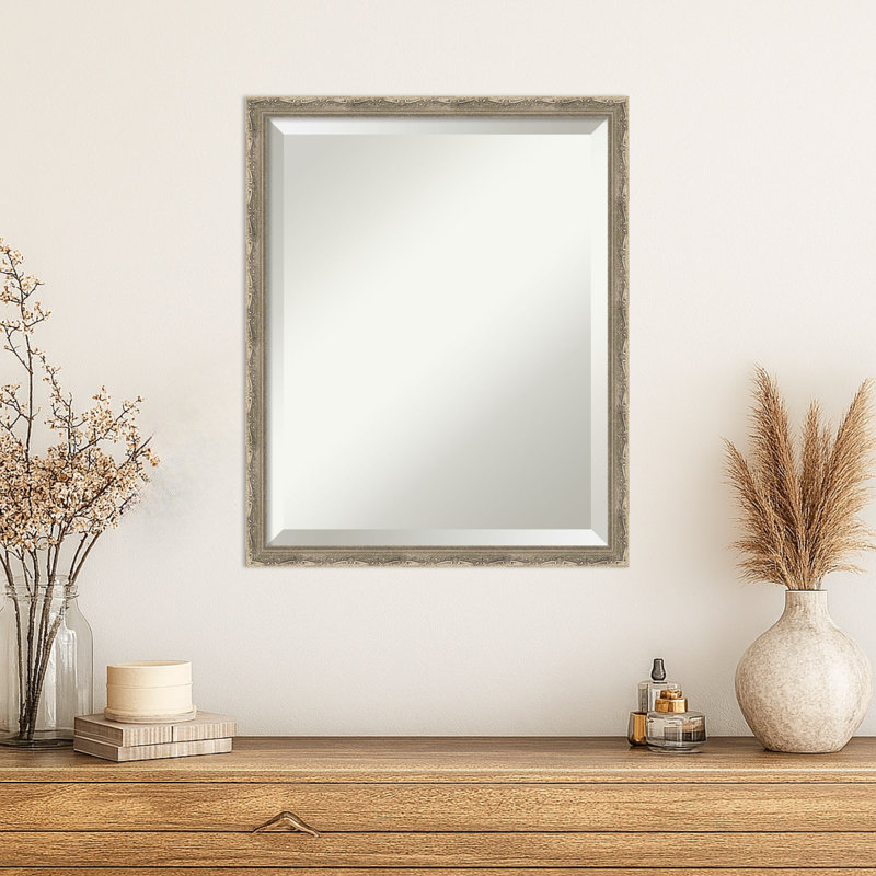 Miroir mural Mila, 21,5 po x 17,5 po, Argent argent