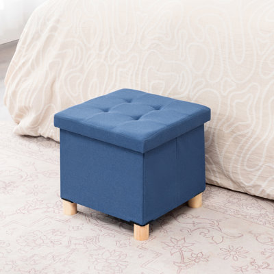 Folding Storage Ottoman With Tray Top And Wooden Legs by Ebern Designs