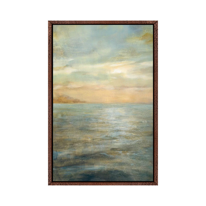 Serene Sea II by Danhui Nai - Painting on Canvas, 66.04 cm H x 45.72 cm W, Classic Brown Wood Framed