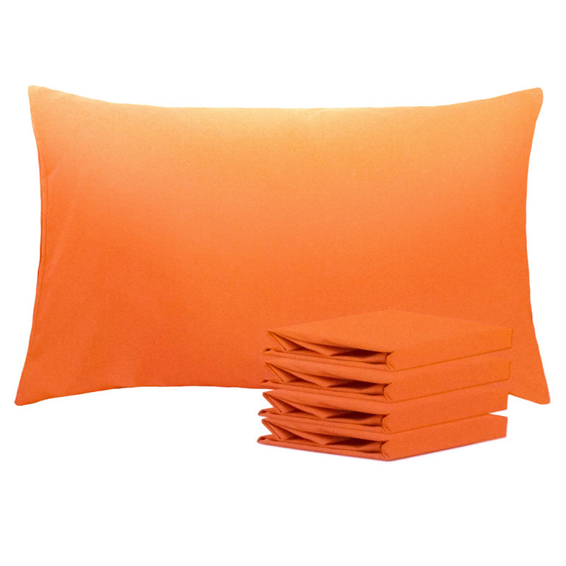 Bed Pillowcases, 1800 Brushed Microfiber Queen Pillow Cases with Envelope Closure - 20x30 Inches - NTBAY, Orange