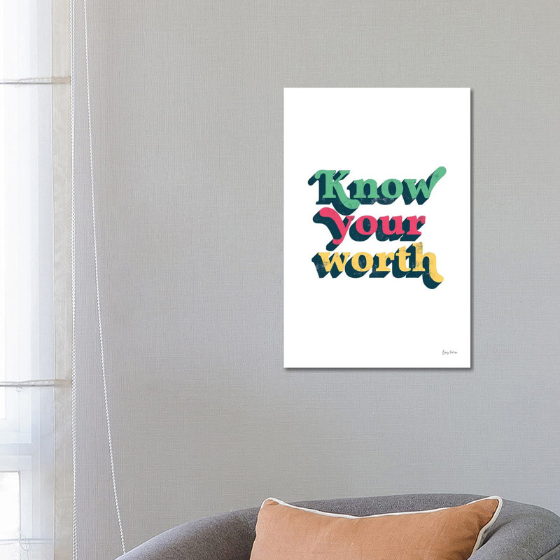 Rainbow Know Your Worth Bold by Becky Thorns - Wrapped Canvas Print, 66.04 cm H x 45.72 cm W x 1.91 cm D