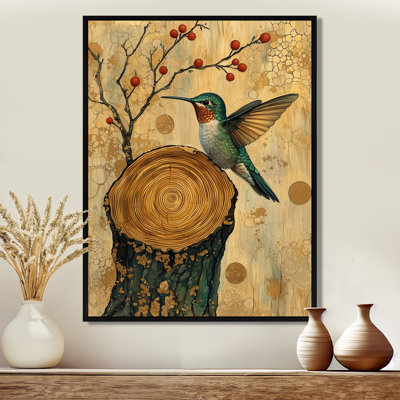 «Giann Abstract Hummingbird Wooden Grace II - Hummingbird», reproduction d'art sur toile