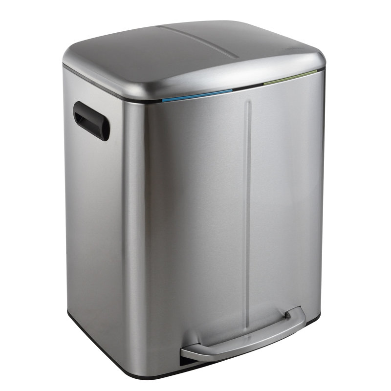 Poubelle à pédale rectangulaire 10,5 gallons Marco, Acier inoxydable