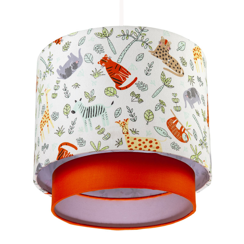 Safari Animals Childrens Pendant Light Shade With Double Tier Design By 