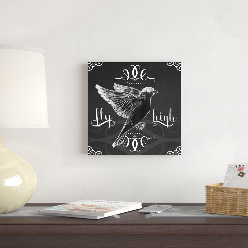 Tableau noir, oiseau I, H 12 po x l 12 po x P 1,25 po