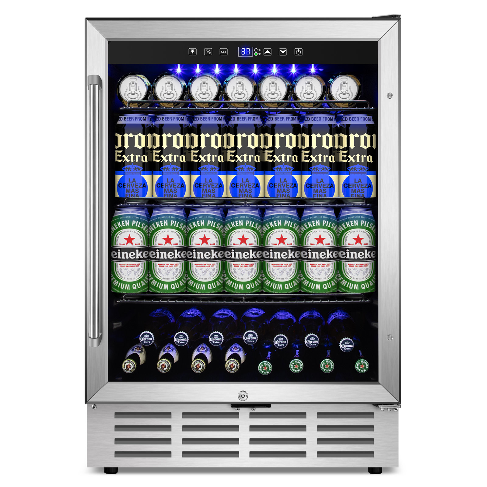 24-inch 210 Can Freestanding/Built-in Beverage Cooler - Energy Efficient, Quiet, Home Bar Fridge with Safety Lock | Fridge.com