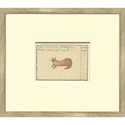 «Brown Cat- Sm. Mennonite Ledger Dessin '- Peinture encadrée sur papier