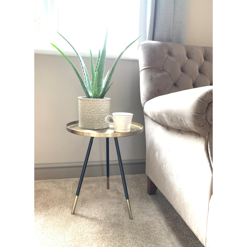 Roger Tray Top End Table, Black, Brass