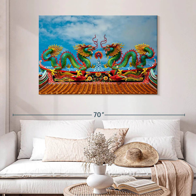 Simple dragon oriental, H 32 po x l 48 po