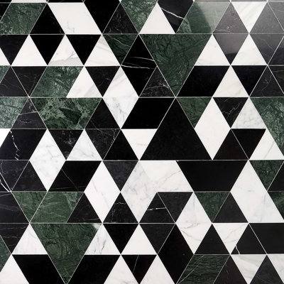 Prism 8x14 Triangle Polished Marble Mosaic Tile
