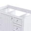 Meuble-lavabo de 36 pouces, sans lavabo, avec une armoire et trois tiroirs, cadre en bois massif et panneau de fibres à densité moyenne, en blanc