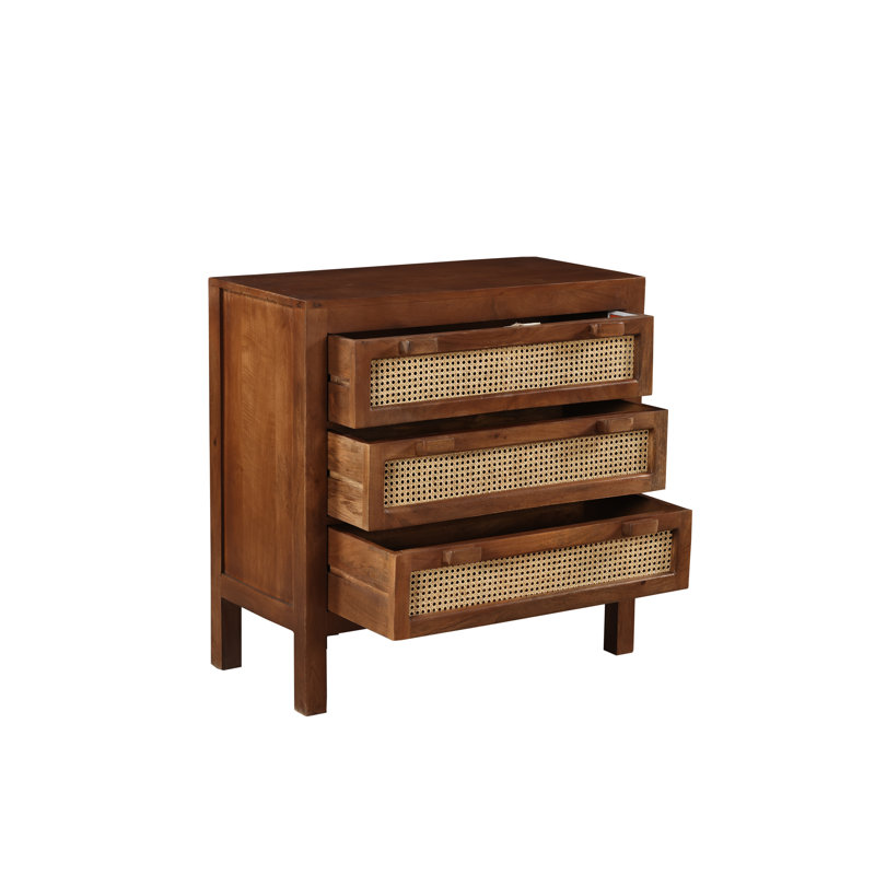 Commode à trois tiroirs en bois de manguier