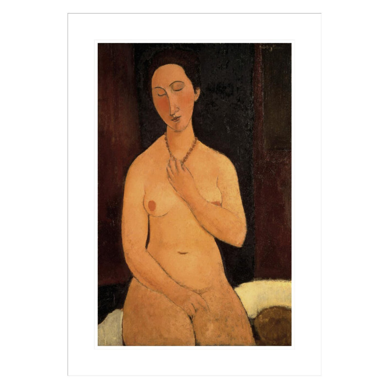 «S ampli nu avec collier» par Amedeo Modigliani - estampe numérique encadrée, H 29,5 po x l 21,23 po
