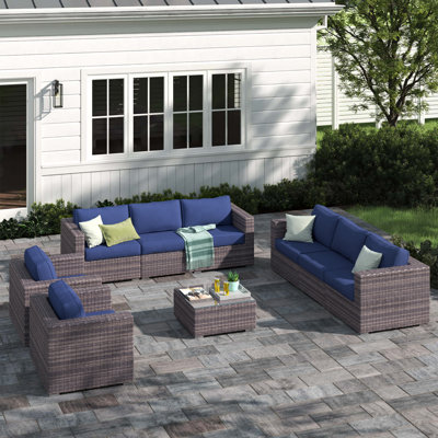 Lazaro 8-Person Patio Seating Group with Sunbrella Cushions