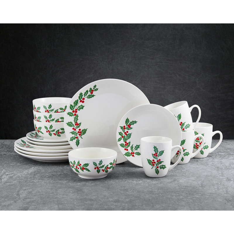 Studio Nova Holly Cheer 16 Piece Dinnerware Set, Service For 4