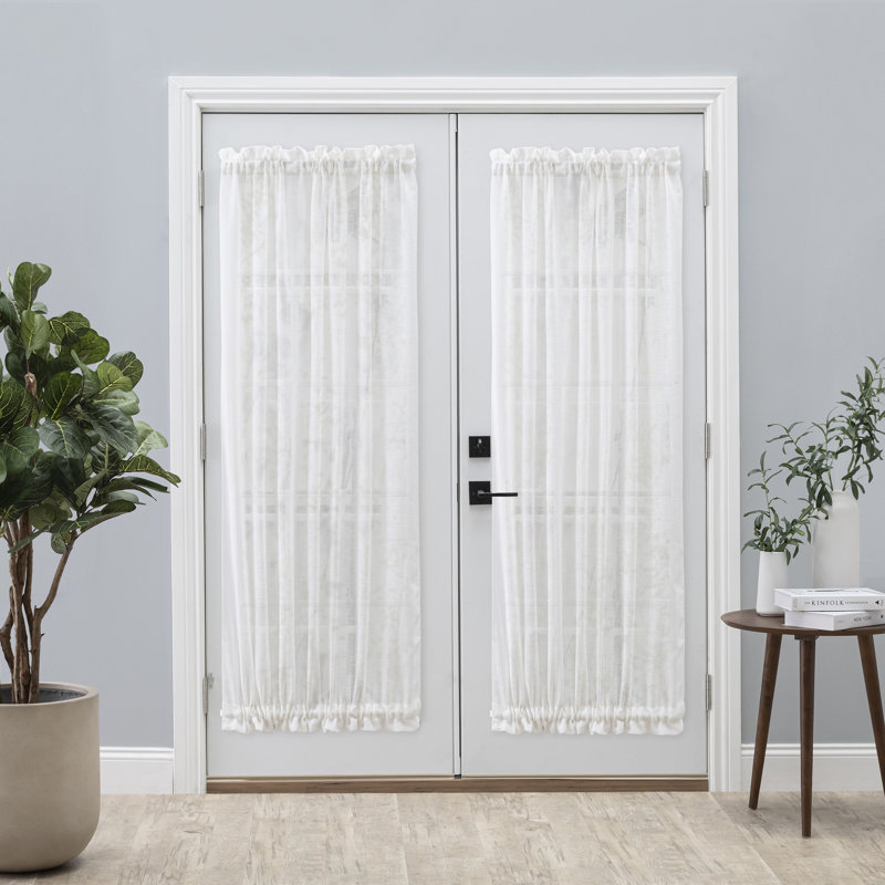 Matanah Premium Touch of Linen Door Panel w/ Tie Back, 52" W x 63" L, White