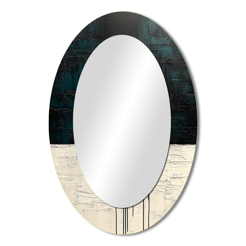 Gold And Black Moon Boundless Reverie II - Large Oval Wall Mirror On Metal, 36" x 24"