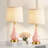 18” Pink Rechargeable Ceramic Lamp With Golden Base(Set Of 2)