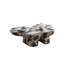 Table basse moderne en faux travertin texturé avec forme de papillon en noir et beige