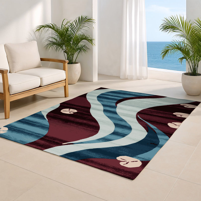 Tapis intérieur et extérieur brun Watercolor, Rectangulaire 2 pi x 3 pi