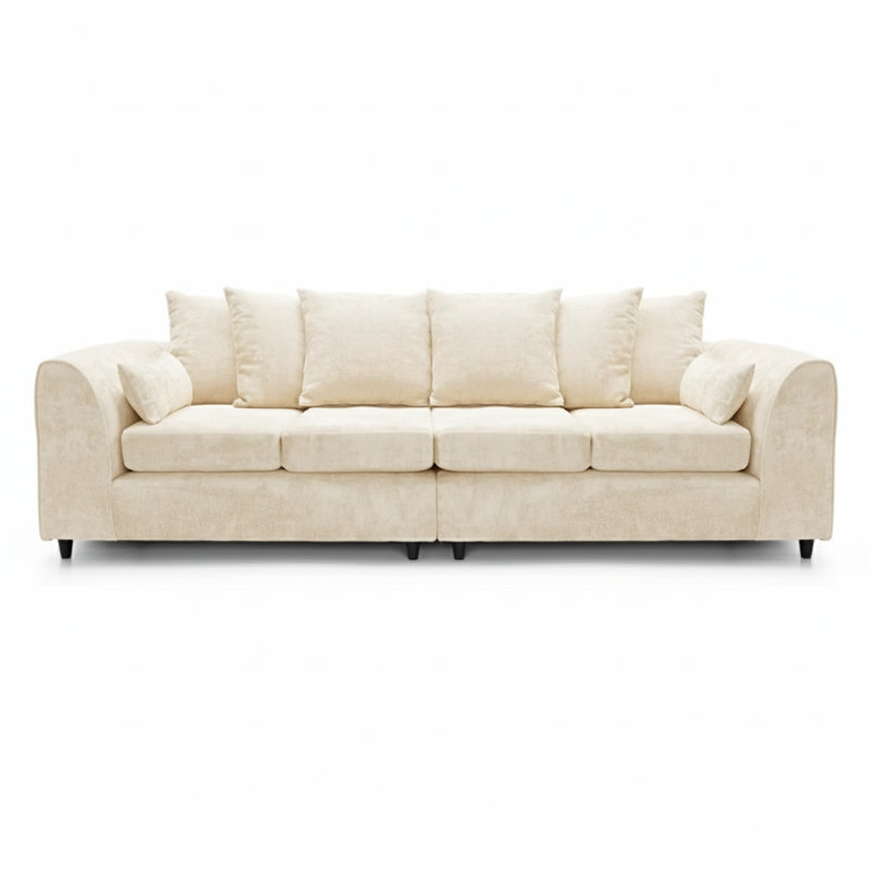 4 Seater Chenille Sofa, Cream
