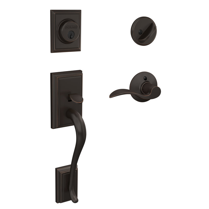 Ensemble de poignées Addison avec pêne dormant à cylindre simple et levier de porte décoratif et rosette, Gauche
