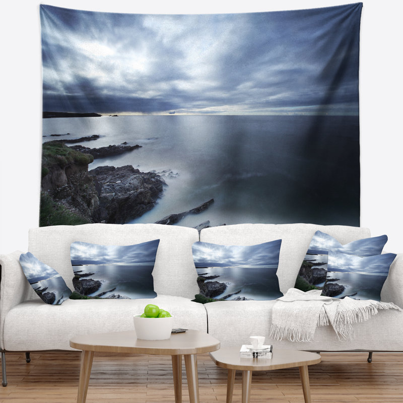 Tapisserie portugal beach atlantique seascape gloomy, H 78 po x l 92 po