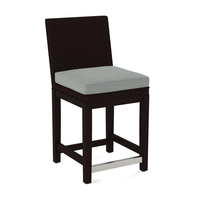 Upholstered Stool, Java Finish, Gray Sugar Performance; 0863-84