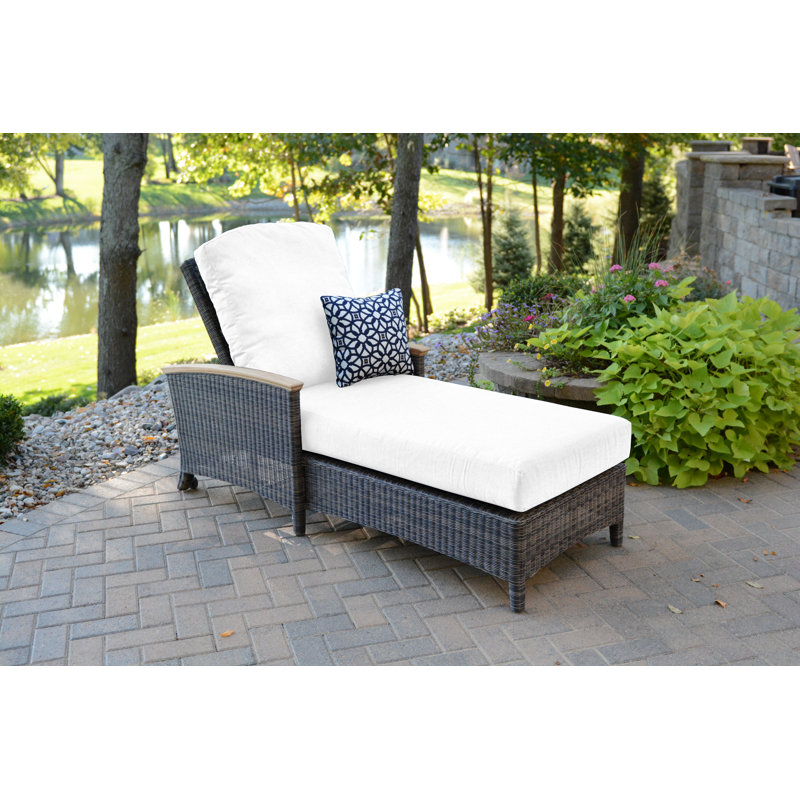 Bella Outdoor Teak Chaise Lounge, Canvas Natural Sunbrella® Canvas, Brown