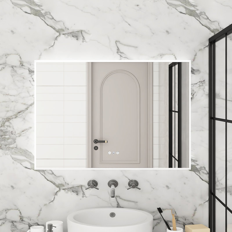 Modern LED Rectangle Bathroom Vanity Mirror, Color Temperature Adjustable