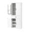 Armoire de salle de bain haute - Tablette réglable, blanc, poignée en métal blanc pour portes de rangement et d'organisation, tiroir, tablette