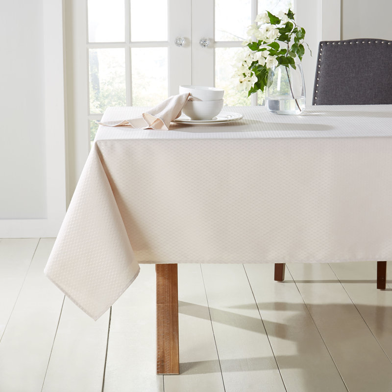 Behling Geometric Tablecloth, Beige, Rectangular 160" x 60"