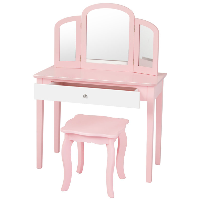 Kids Vanity Set with Mirror, Pink