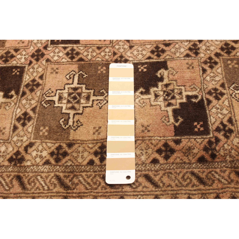Tapis brun Baluch unique fait à la main de conception unique 3 pi 1 po x 4 pi 4 po