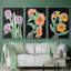Pop Flowers I, reproduction encadrée sur toile 3 pièces-91887672-91887677