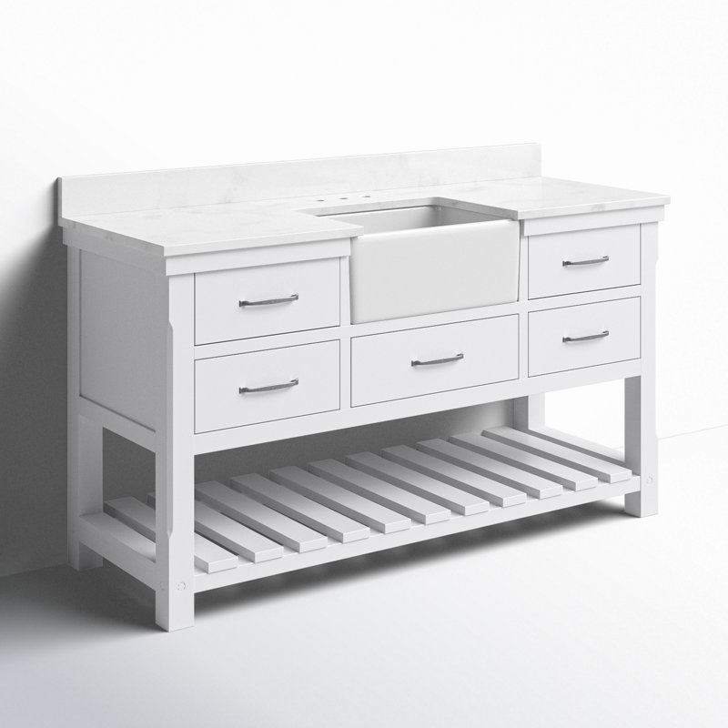 Ensemble de meuble-lavabo simple 60 po Curiel, Blanc / nickel brossé