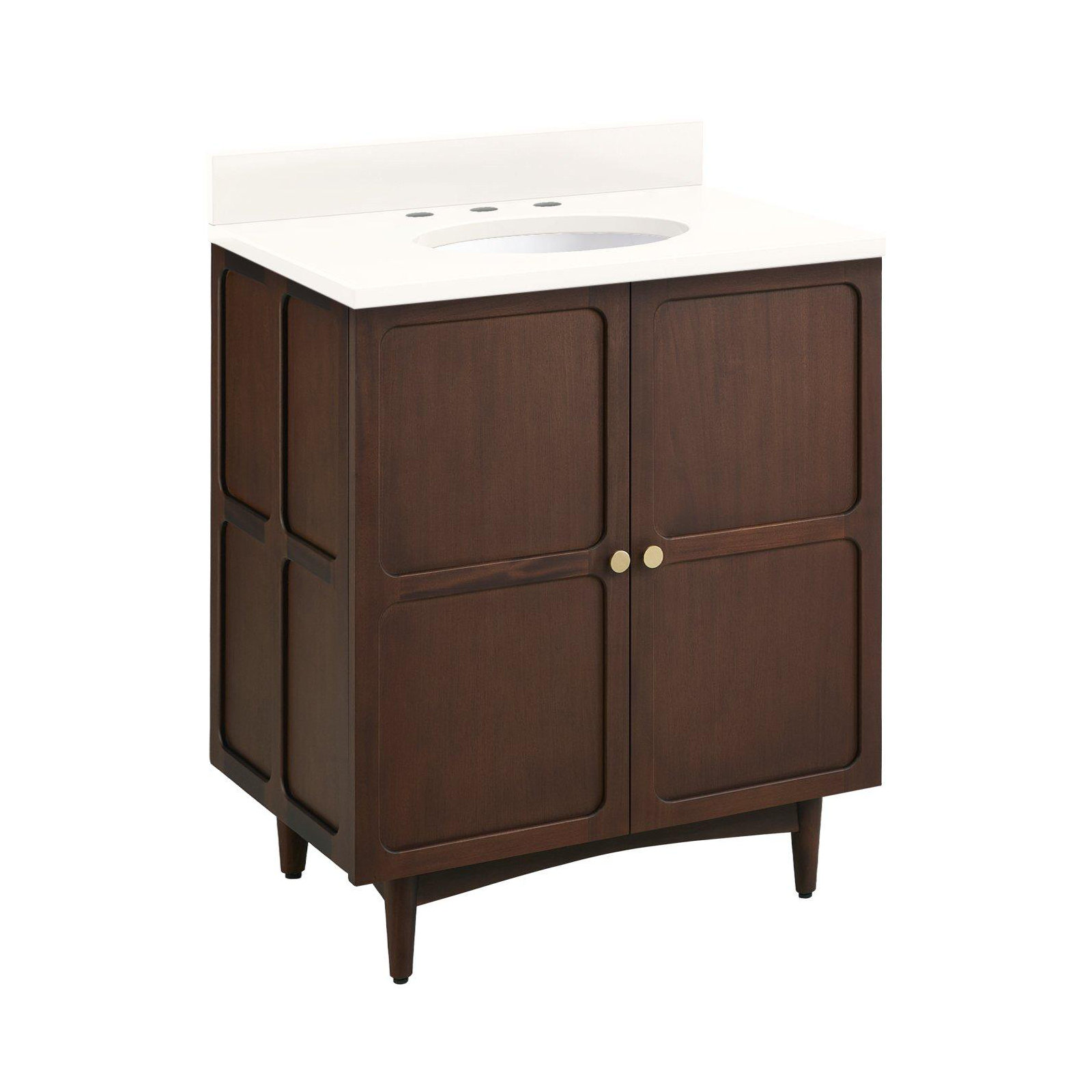 Delavan 30" Single Bathroom Vanity, Arctic White Quartz, 8" Widespread