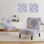 Fauteuil de chambre rembourré en velours bleu pastel et doré
