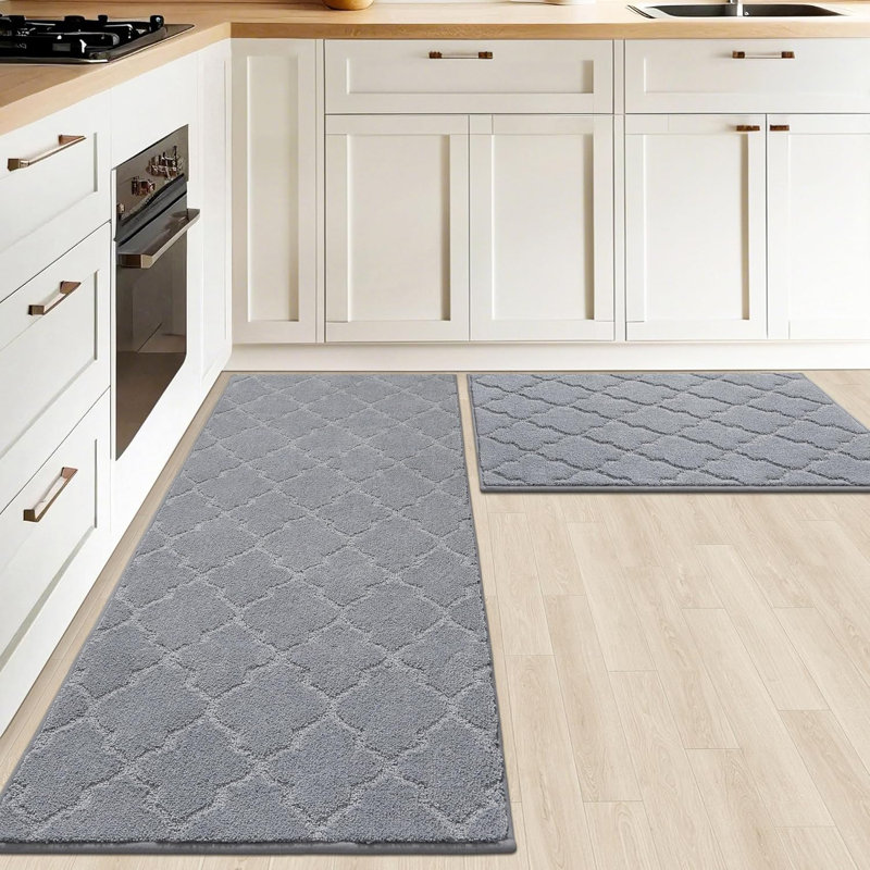 Nonslip Kitchen Rug Set 2 Pack, 51X76cm+51X122cm, Grey