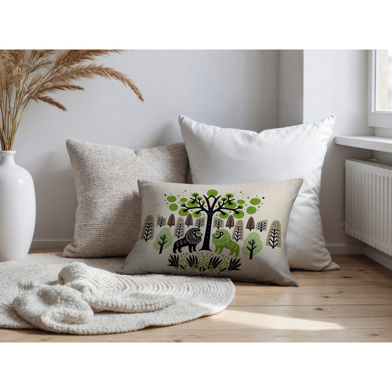 Oreiller rectangulaire intérieur / extérieur Comas Lion, Rectangle H 18 po x l 25 po, Chartreuse