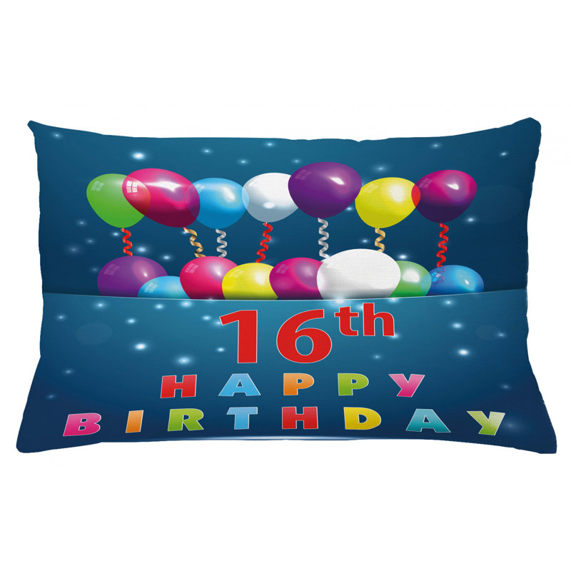 Housse de coussin lombaire d’intérieur/d’extérieur seizième anniversaire, 16 po x 26 po