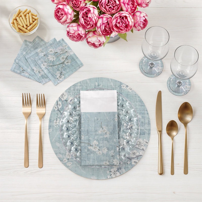 Blossom Fantasia Pebble 16" Vinyl Placemat, Sky