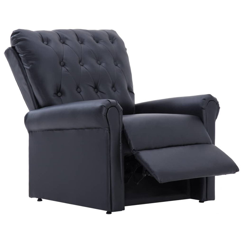 Reclining Chair, Black Faux Leather