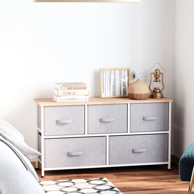 Grey Bedroom Organizer With 5 Dresser & Modern Style 5 Drawer Home Office Cabinet - Efficient Storage Solution