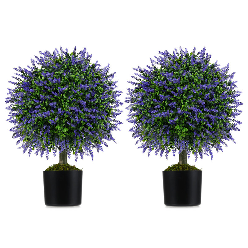 Ensemble de 2 boules topiaires artificielles lavande 23 po