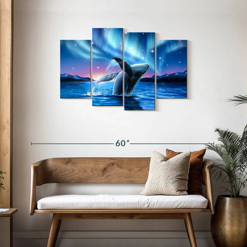 Baleine Brampt et les lumières du Polaris, H 27 po x l 43 po