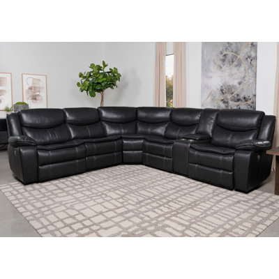 Trayvis Upholstered Power Reclining Sectional Sofa Grey